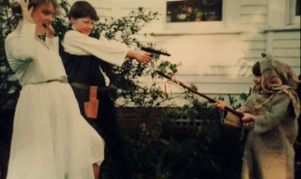 Homemade Princess Leia, Han Solo, Ewok Costumes Halloween image