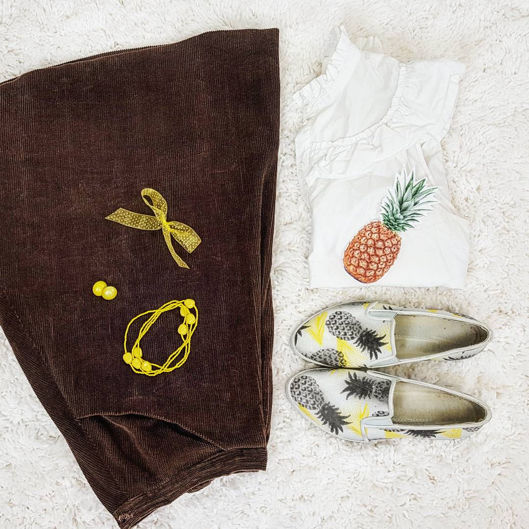 Thrift Store Cosplay Day 4 flat lay Spongebob Squarepants fashion blog post