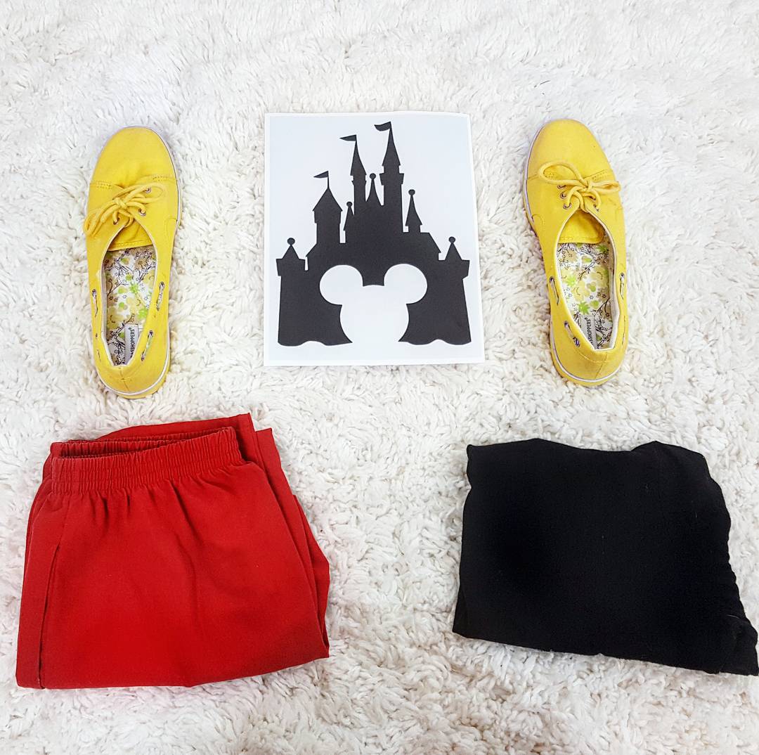 Thrift Store Cosplay Day 30: Mickey Mouse flat lay styled by Disney fashion blog post